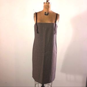 [SYSTEM] Brown Blue Hound-tooth check Wool Bodycon Dress